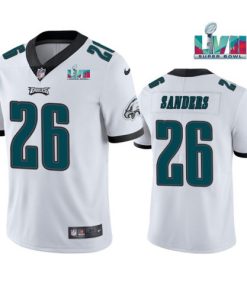 Men's Philadelphia Eagles #26 Miles Sanders White Super Bowl LVII Patch Vapor Untouchable Limited Stitched Jersey