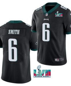 Men's Philadelphia Eagles #6 DeVonta Smith Black Super Bowl LVII Patch Vapor Untouchable Limited Stitched Jersey