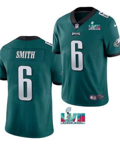 Men's Philadelphia Eagles #6 DeVonta Smith Green Super Bowl LVII Patch Vapor Untouchable Limited Stitched Jersey