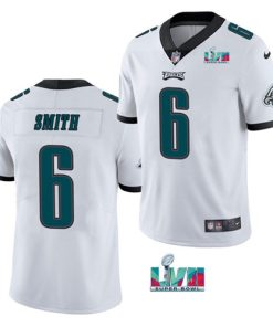 Men's Philadelphia Eagles #6 DeVonta Smith White Super Bowl LVII Patch Vapor Untouchable Limited Stitched Jersey