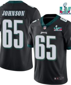 Men's Philadelphia Eagles #65 Lane Johnson Black Super Bowl LVII Patch Vapor Untouchable Limited Stitched Jersey