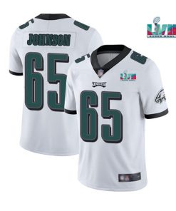 Men's Philadelphia Eagles #65 Lane Johnson White Super Bowl LVII Patch Vapor Untouchable Limited Stitched Jersey