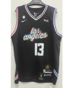 NBA Clippers 13 Paul George Black 2022-23 New Nike Men Jersey