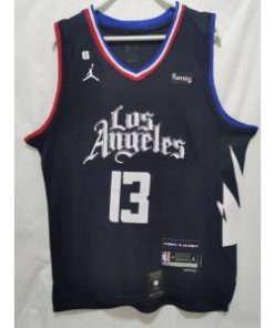 NBA Clippers 13 Paul George Black Jordan Men Jersey