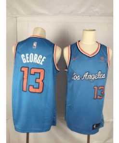 NBA Clippers 13 Paul George Blue Nike Throwback Swingman Men Jersey