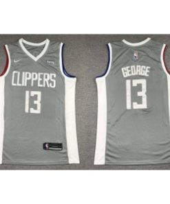 NBA Clippers 13 Paul George Grey Nike Men Jersey