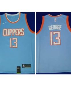 NBA Clippers 13 Paul George Light Blue Nike Men Jersey