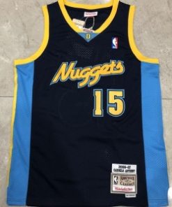 NBA Nuggets 15 Carmelo Anthony Black Throwback Men Jersey