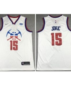 NBA Nuggets 15 Nikola Jokic White Nike New Men Jersey