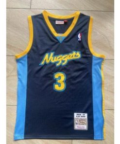 NBA Nuggets 3 Allen Iverson Black Throwback Men Jersey