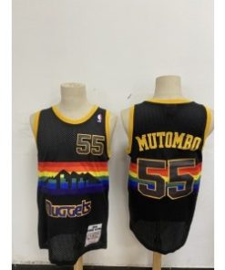 NBA Nuggets 55 Dikembe Mutombo Black Men Jersey