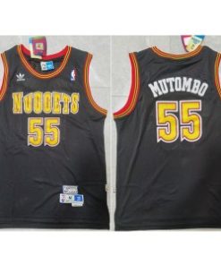 NBA Nuggets 55 Dikembe Mutombo Black Throwback Men Jersey