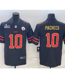 Nike Chiefs 10 Isiah Pacheco Black Gold 2023 Super Bowl Vapor Limited Men Jersey