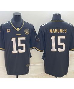 Nike Chiefs 15 Patrick Mahomes Black with C patch Vapor Limited Men Jersey