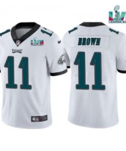 Nike Eagles 11 A.J. Brown White 2023 Super Bowl LVII Vapor Limited Men Jersey