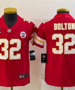 Women's Kansas City Chiefs #32 Nick Bolton Red Super Bowl LVII PatchStitched Jersey(Run Small)