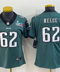 Youth Philadelphia Eagles #62 Jason Kelce Green Super Bowl LVII Patch Vapor Untouchable Limited Stitched Jersey