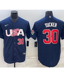 MLB Astros 30 Kyle Tucker Blue 2023 World Series Cool Base Jersey