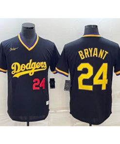 MLB Dodgers 24 Kobe Bryant Black Nike Thorwback Men Jersey