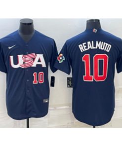 MLB Phillies 10 JT Realmuto Blue 2023 World Series Cool Base Men Jersey