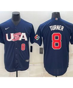 MLB Phillies 8 Trea Turner Blue 2023 World Series Cool Base Men Jersey