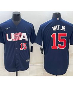 MLB Royals USA Baseball 15 Bobby Witt JR. Blue Blue 2023 World Baseball Classic Men Jersey
