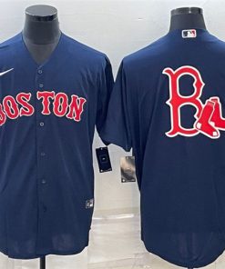 Men's Boston Red Sox Navy Team Big Logo Cool Base Stitched Jersey