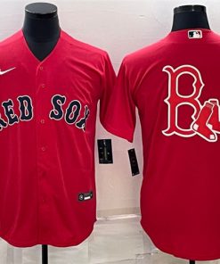 Men's Boston Red Sox Red Team Big Logo Cool Base Stitched Jersey