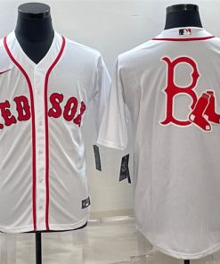 Men's Boston Red Sox White Team Big Logo Cool Base Stitched Jersey