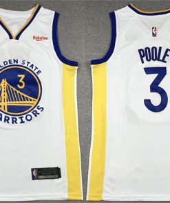 Men's Golden State Warriors #3 Jordan Poole White With No.6 Patch Stitched Jersey