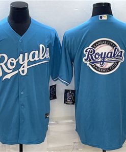 Men's Kansas City Royals Light Blue Team Big Logo Cool Base Stitched Jersey