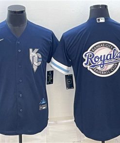 Men's Kansas City Royals Navy Team Big Logo City Connect Cool Base Stitched Jersey