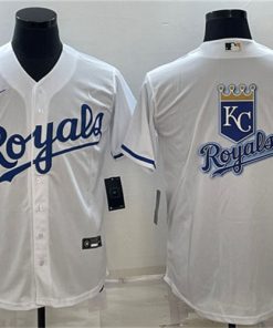Men's Kansas City Royals White Team Big Logo Cool Base Stitched Jersey