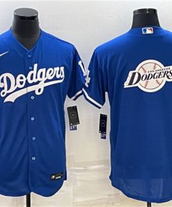 Men's Los Angeles Dodgers Blue Team Big Logo Flex Base Stitched Baseball Jersey