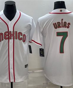 Men's Mexico Baseball #7 Julio Urías 2023 White World Baseball Classic Stitched Jersey