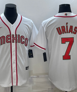 Men's Mexico Baseball #7 Julio Urías 2023 White World Baseball Classic Stitched Jersey