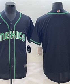 Men's Mexico Baseball Blank 2023 Black World Baseball With Patch Classic Stitched Jersey