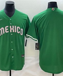 Men's Mexico Baseball Blank 2023 Green World Baseball Classic Stitched Jersey