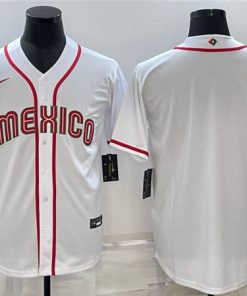 Men's Mexico Baseball Blank 2023 White World Baseball Classic Stitched Jersey