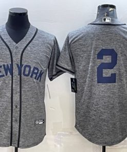 Men's New York Yankees #2 Derek Jeter Gray Cool Base Stitched Jersey