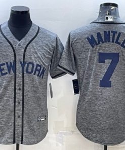 Men's New York Yankees #7 Mickey Mantle Gray Cool Base Stitched Jersey