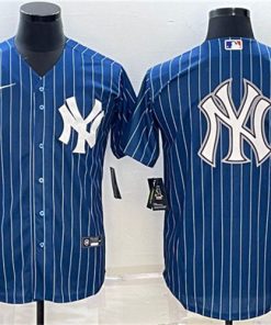 Men's New York Yankees Blue Team Big Logo Cool Base Stitched Baseball Jersey