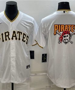 Men's Pittsburgh Pirates White Team Big Logo Cool Base Stitched Baseball Jersey