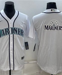 Men's Seattle Mariners White Team Big Logo Cool Base Stitched Jersey