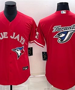 Men's Toronto Blue Jays Red Team Big Logo Cool Base Stitched Baseball Jersey