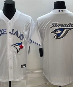 Men's Toronto Blue Jays White Team Big Logo Cool Base Stitched Baseball Jersey