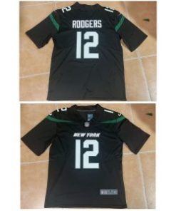 Nike Jets 12 Aaron Rodgers Black Vapor Untouchable Limited Men Jersey