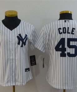Women's New York Yankees #45 Gerrit Cole White Cool Base Stitched MLB Jersey(Run Small)