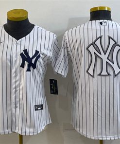 Women's New York Yankees White Team Big Logo Cool Base Stitched Baseball Jersey1