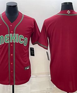 Men's Mexico Baseball Blank 2023 Red World Baseball Stitched Jerseys